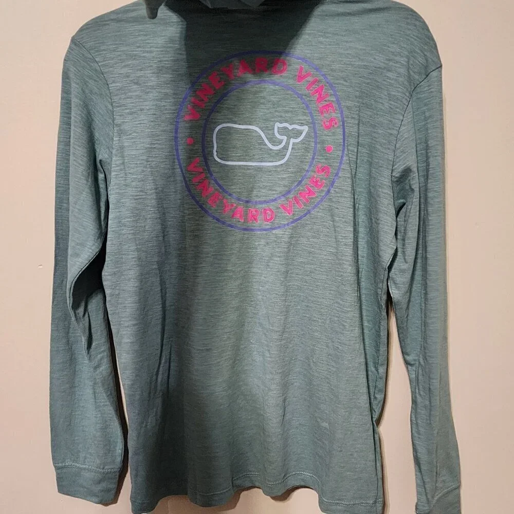 Vineyard Vines t-shirt hoodie size L / 16 girls whale dot sea clay green
